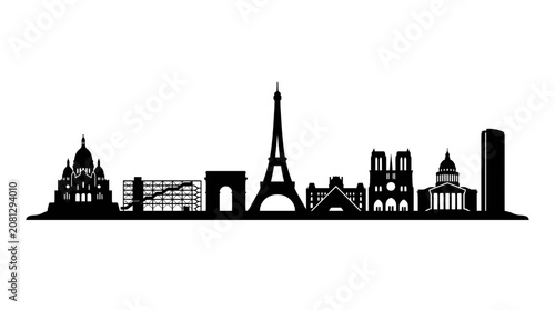 Fotografía Paris Skyline Silhouette - Iconic Landmarks Vector Art