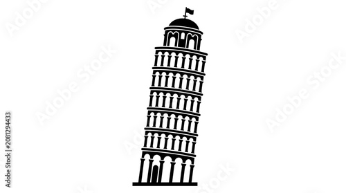 Foto Leaning Tower of Pisa Silhouette, Italian Landmark, Travel Icon, Historical Arch