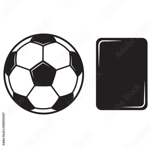 Soccer ball and red card symbol for foul play in football games