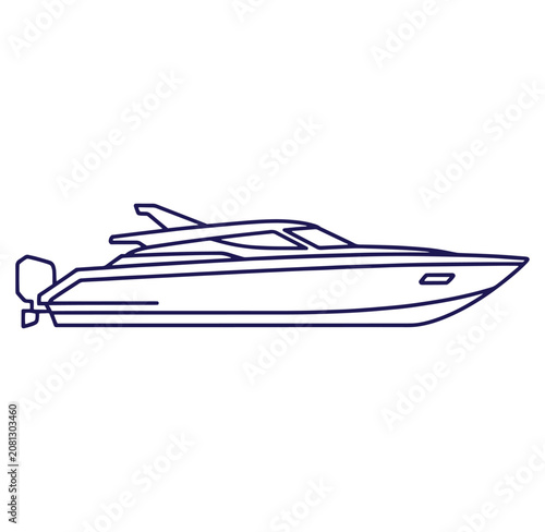 Speedboat yacht vessel sailing on water sports leisure activity  modern design