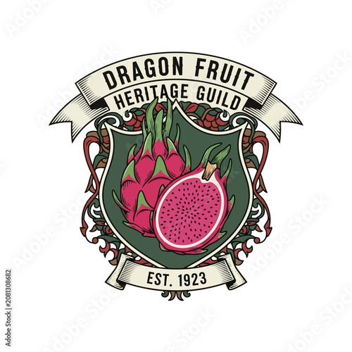 Obraz na plátně Dragon fruit heritage guild decorative logo.
