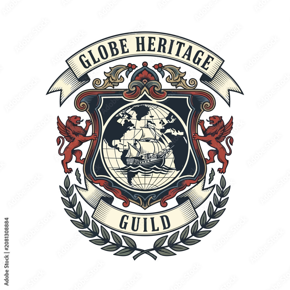 Naklejka premium Globe Heritage Guild maritime crest.