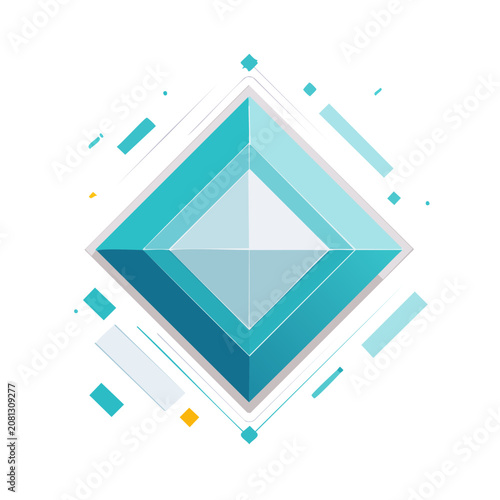Abstract geometric diamond vector with 3D effect