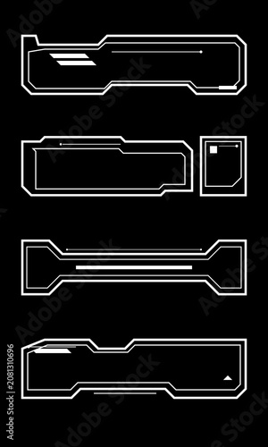 Futuristic HUD Interface UI Element Set for Gaming and Sci-Fi Tech