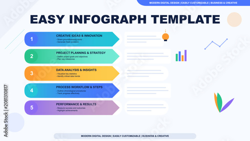 Modern 5 Step Business Infographic Template for Process Workflow