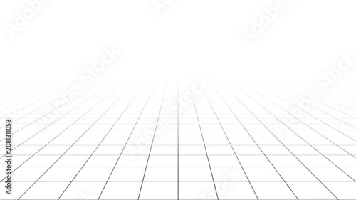 Clean white geometric space landscape background with continuous seamless loop wireframe pattern