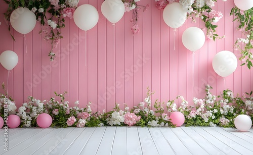 Romantic Valentine's Day backdrop with pink wooden wall.
