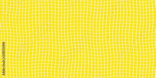 Billede på lærred wavy grid pattern on yellow background lines waves abstract geometric design mod