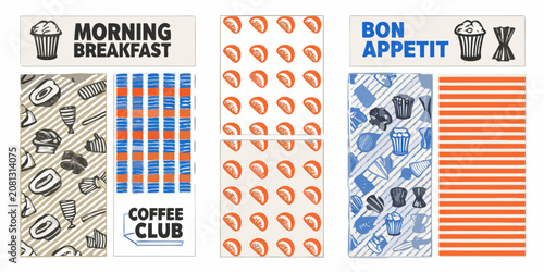 Obraz na plátne retro diner graphic design elements vector illustration food coffee cupcake stri