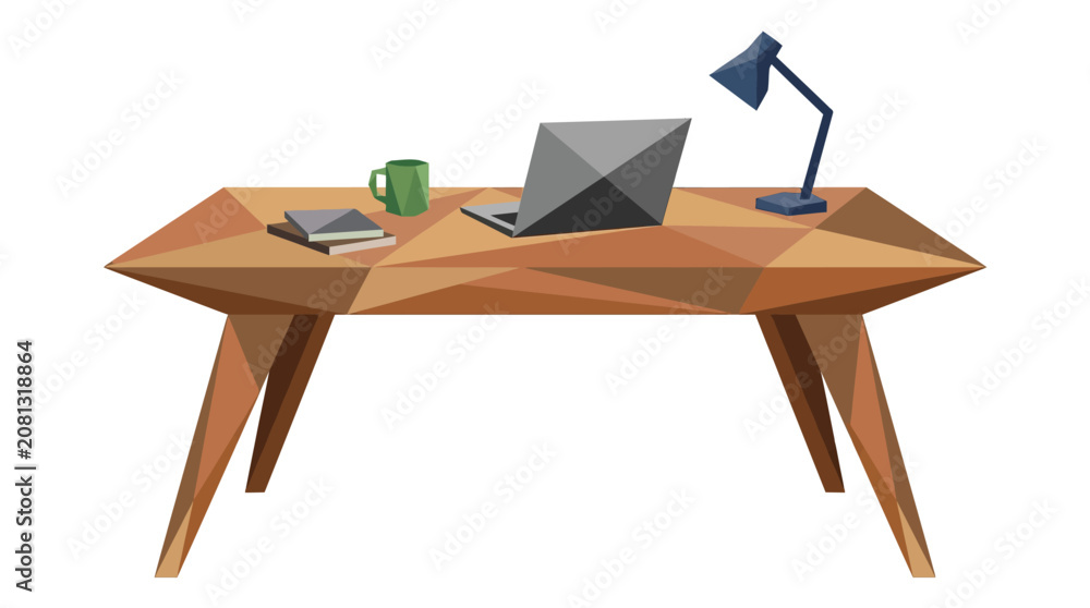 Fototapeta premium Wooden Office Desk Setup.
