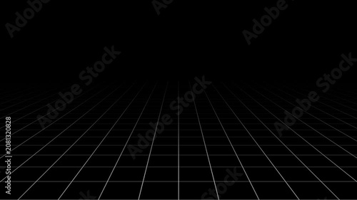 Minimalist clean black 3d grid landscape background with simple geometric line texture loop