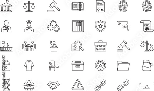 Konstfotografi Collection of legal and justice icons in line style