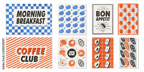 Tableau sur toile retro diner graphic designs with bold typography and patterns morning breakfast