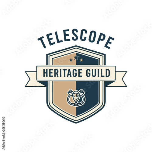 Φωτογραφία Telescope heritage guild shield logo design.