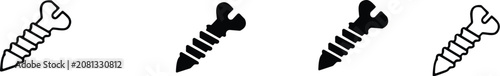 Φωτογραφία Four different screw icons in various black and white line art styles