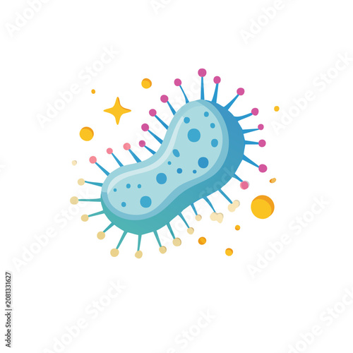 Flat illustration of a virus cell with spikes
