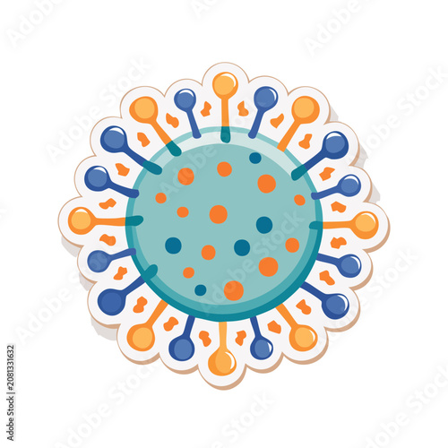 Flat illustration of a virus with spike proteins