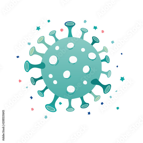 Flat illustration of coronavirus with spike proteins