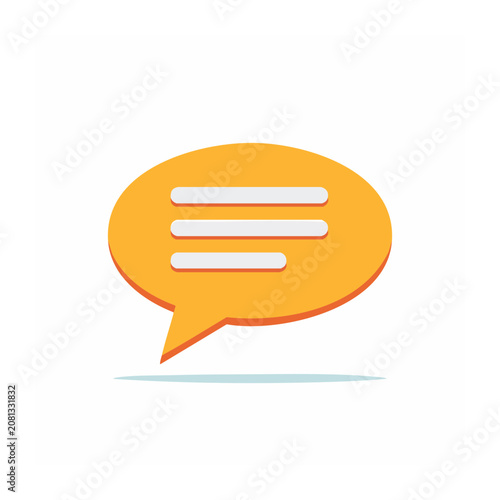 Orange speech bubble icon with three lines