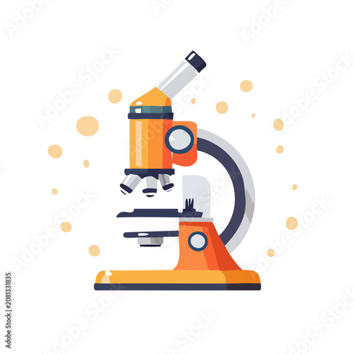 Orange Microscope Flat Vector Illustration