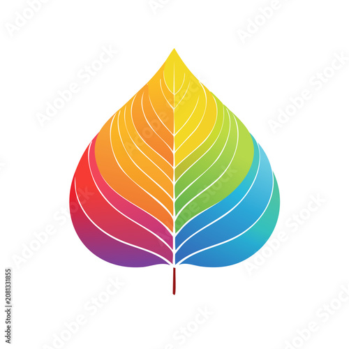 Rainbow gradient maple leaf vector illustration