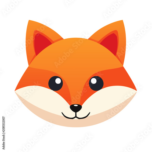 Cute fox head vector illustration isolated on white