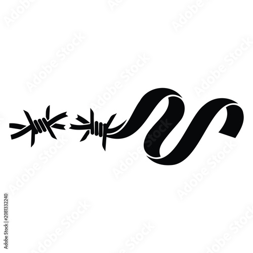 Cuadro en lienzo Broken barbed wire turning into silk ribbon as symbol for freedom and peace conceptual design