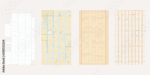 Canvas Print four vertical sheets of classic stationery paper vector illustration grid lines
