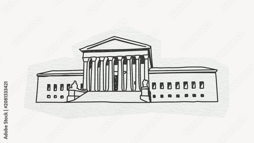 Obraz premium Supreme Court of the United States, line art collage element