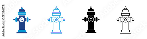 Hydrant Icon Set Multiple Style