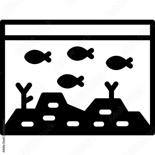 aquarium icon illustration design with outline