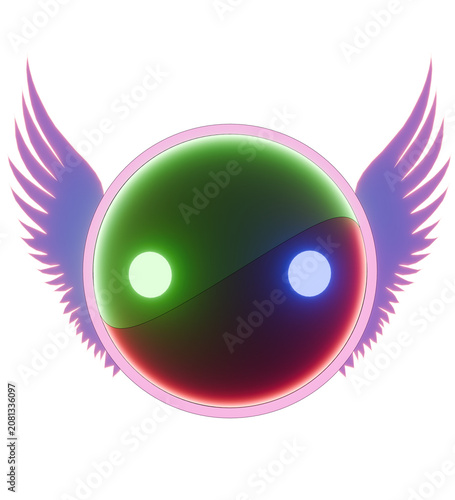 Fotografía Anime Yin Yang Pokeball Winged Graphic