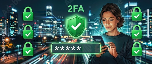 Young woman engaging with her smartphone for two factor authentication in a contemporary urban environment emphasizing the importance of digital security and technology in daily life.