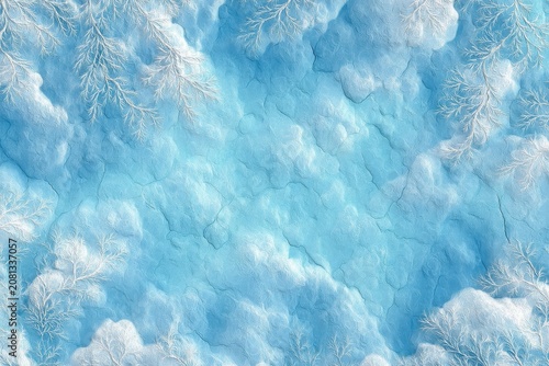 Abstract Macro Background With Blue And White Textured Particles Like Snow Or Bubbles For Design