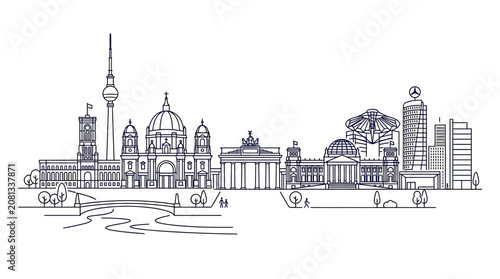 Berlin Skyline Outline - Iconic Landmarks in Simple Line Art