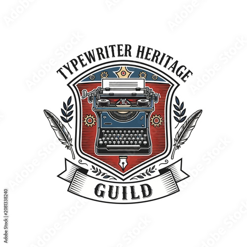 Εκτύπωση καμβά Vintage typewriter heritage guild crest for writers and journalists