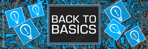 Quadro su tela Back To Basics Blue Grey Abstract Text Squares Bulb