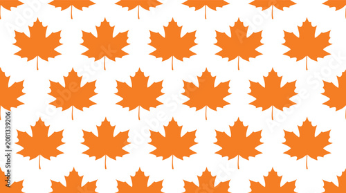 Obraz na płótnie Seamless autumn maple leaf pattern vector background in orange and white for sea