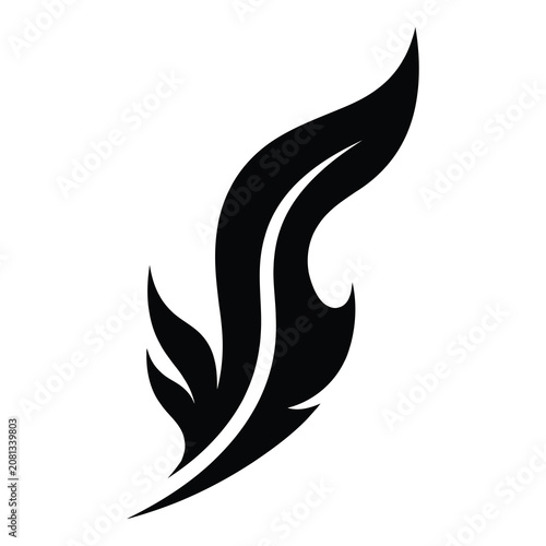 Black silhouette of a stylized flame or fire with curved lines icon