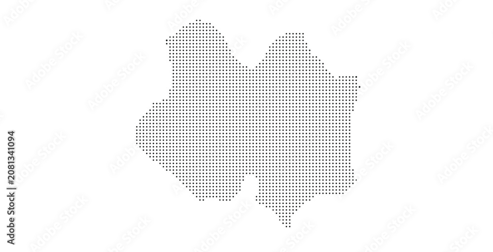 Fototapeta premium Abstract dotted map silhouette isolated on white background.