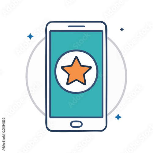 Smartphone with star icon on screen