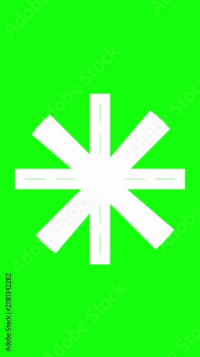 abstract shape white color animated on green screen background, vertical video.