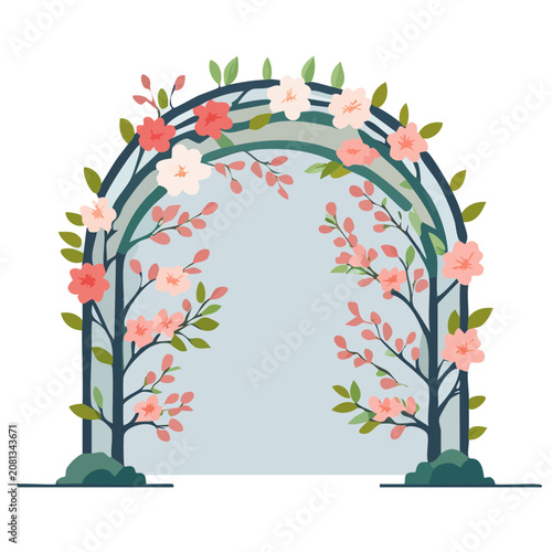Pink Blossom Flower Arch Vector Illustration