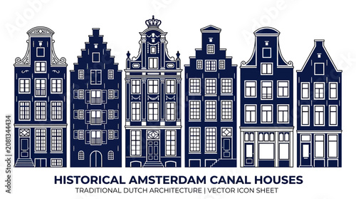 Photos Amsterdam Canal Houses Silhouette Icons: Traditional Dutch Architecture Collecti