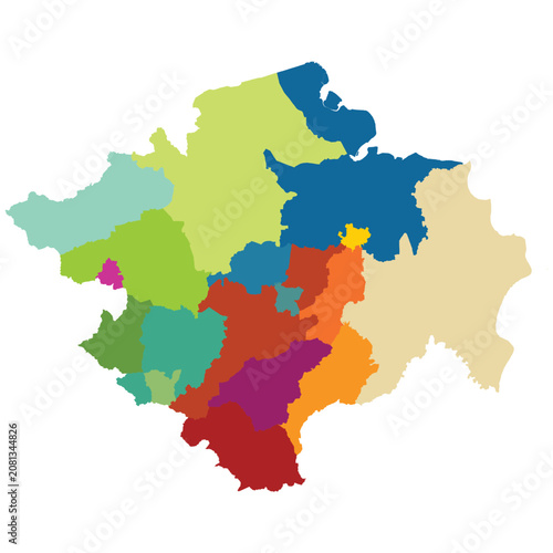 Detailed vector map of South Sumatra (Sumatera Selatan) province with 17 regencies.