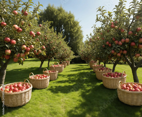 The apple orchard is full of ripe apples.