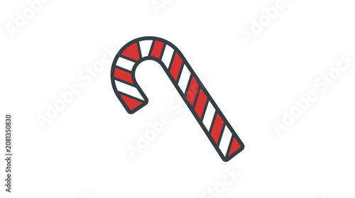 A simple illustration of a red and white striped candy cane