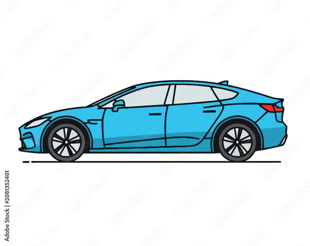 Naklejka premium Modern Electric Sedan Car Concept.