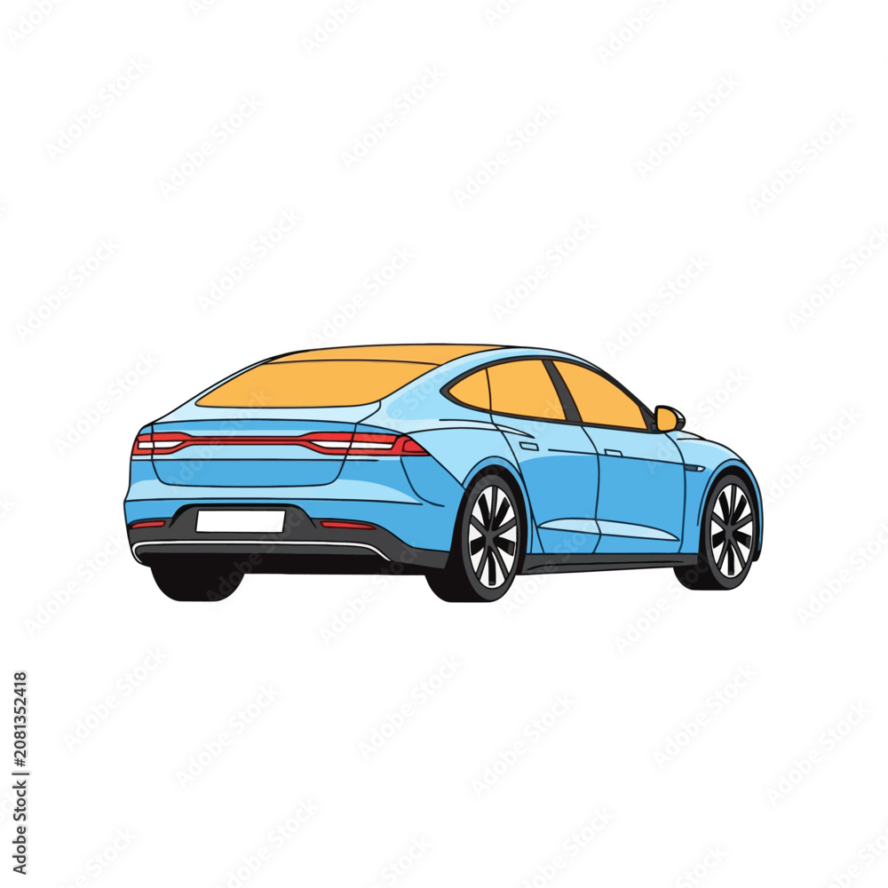 Fototapeta premium Modern Luxury Sedan with Bright Roof Accent.