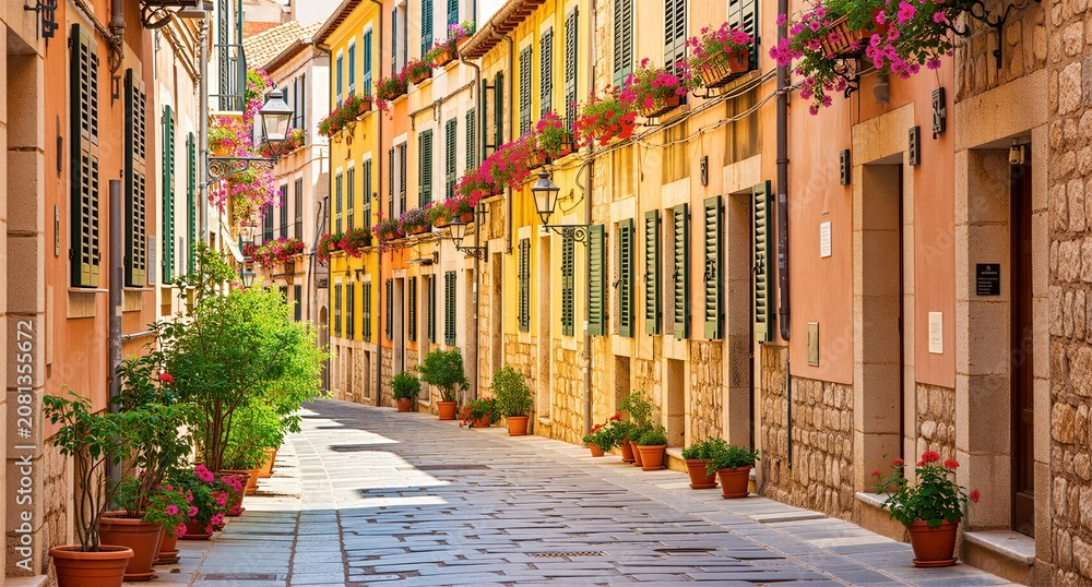 Fototapeta premium Charming Mediterranean Street Scene
